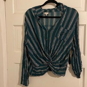 Flannel long sleeve crop top